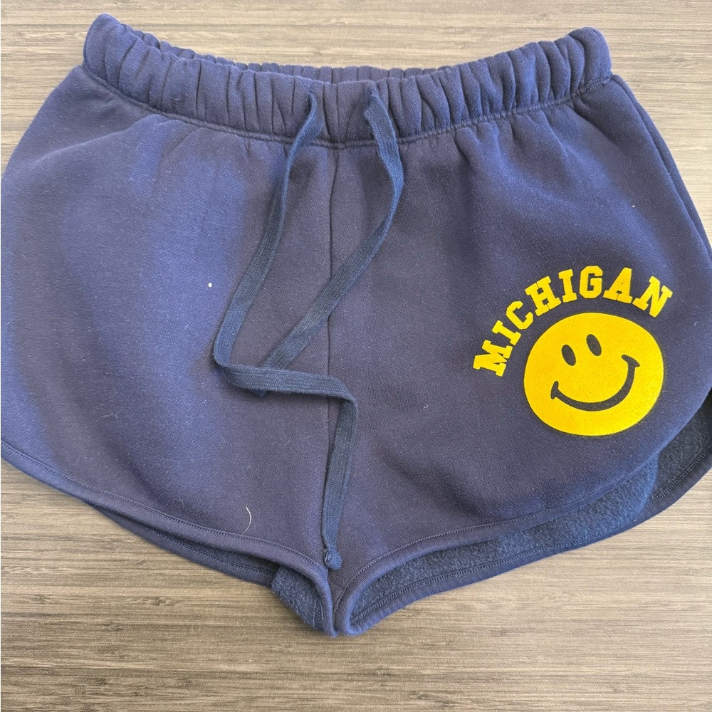 Michigan Smiley Navy Women’s Shorts